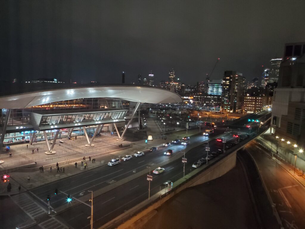 The Boston Convention and Expo Center at night