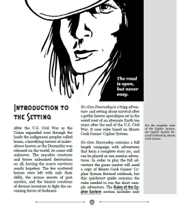 Example of page layout from a game called Six-Gun Doomsday. 