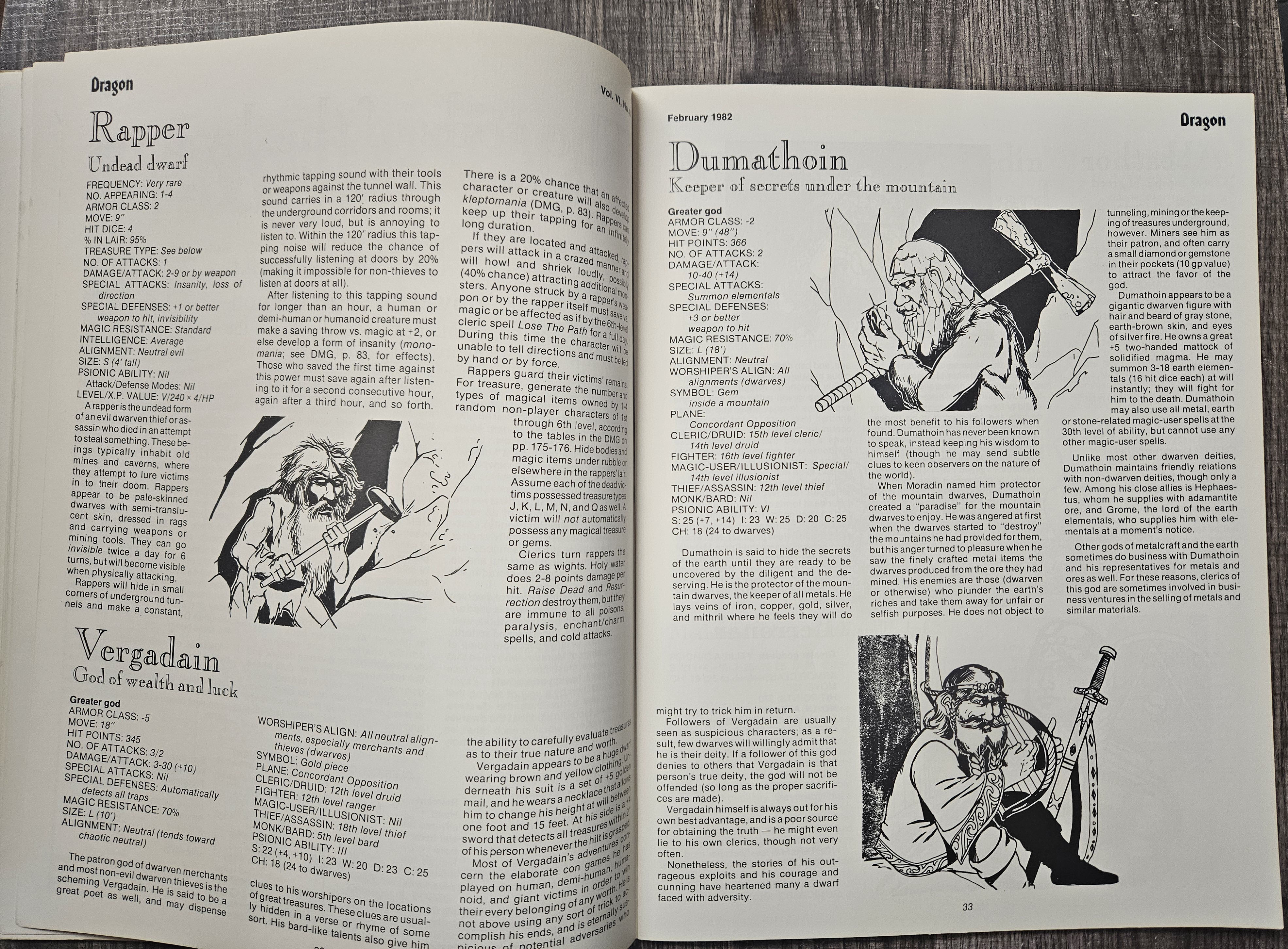 Dwarven Gods from Dragon Magazine #58