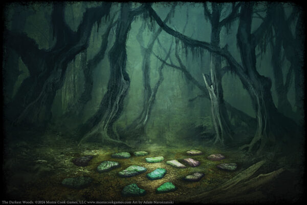 An image from The Darkest Woods,  property of from Monte Cook Games
https://www.montecookgames.com/the-darkest-woods/