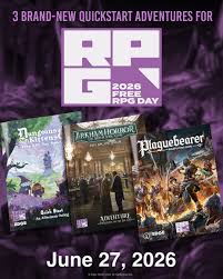 image showing some products available at Free RPG Day 2026